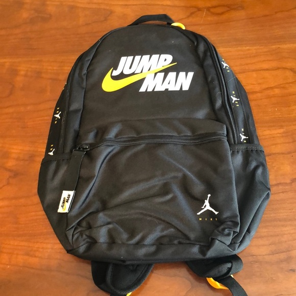 Nike Air Jordan Jumpman Black Yellow Backpack 13" Laptop 9A0551 023 School Bag